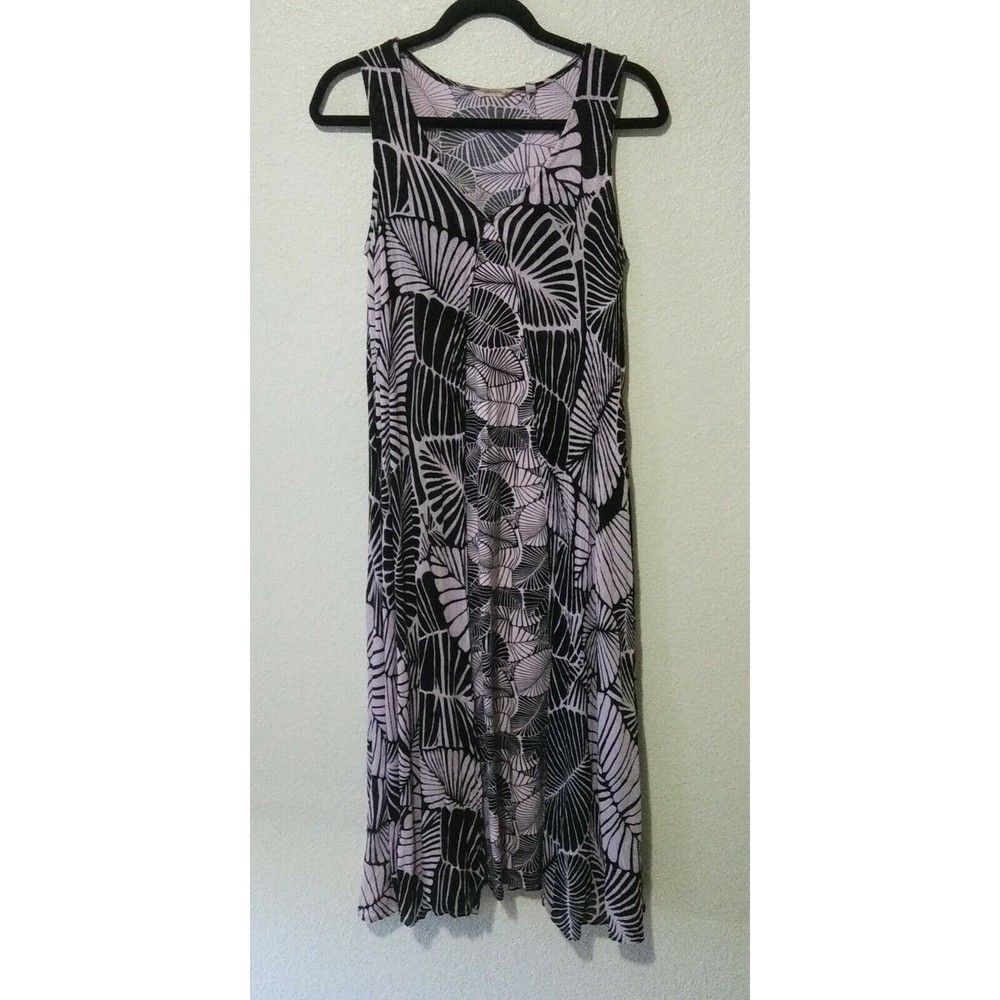 Soft Surroundings Maxi Dress Small Sleeveless Layered Look Tropical Black Pink